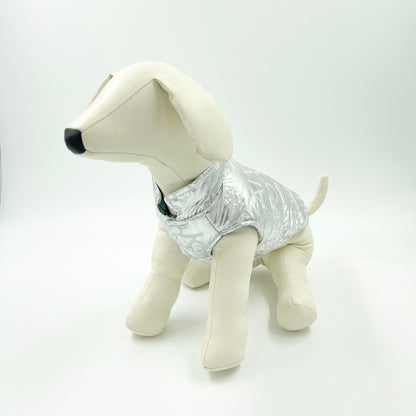 Metallic Reversible Dog Jacket - Silver