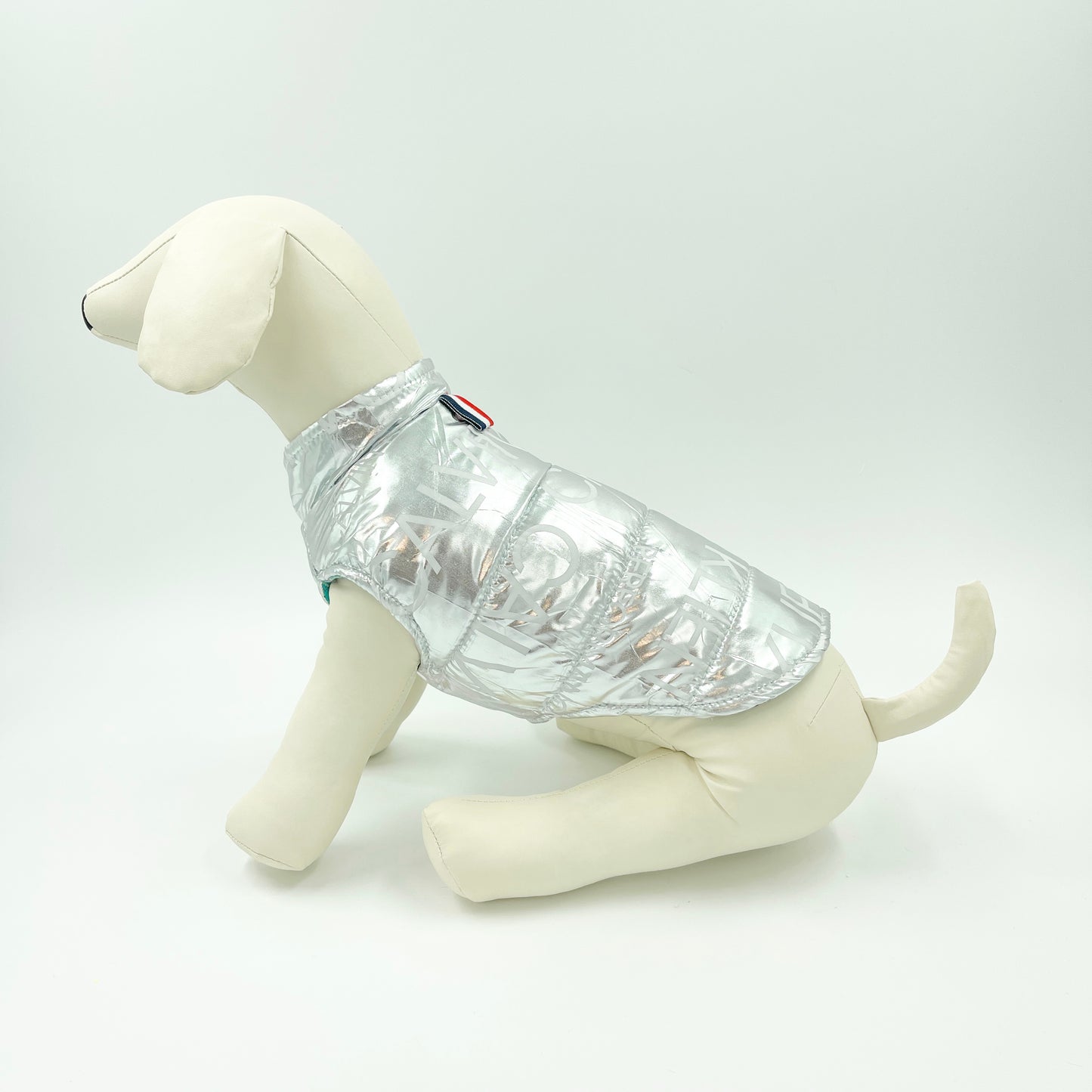 Metallic Reversible Dog Jacket - Silver