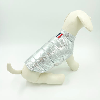 Metallic Reversible Dog Jacket - Silver