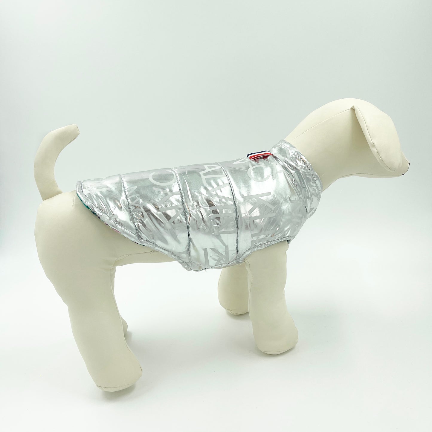 Metallic Reversible Dog Jacket - Silver