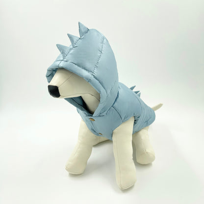 Windproof Dinosaur Puffer Coat - Light Blue