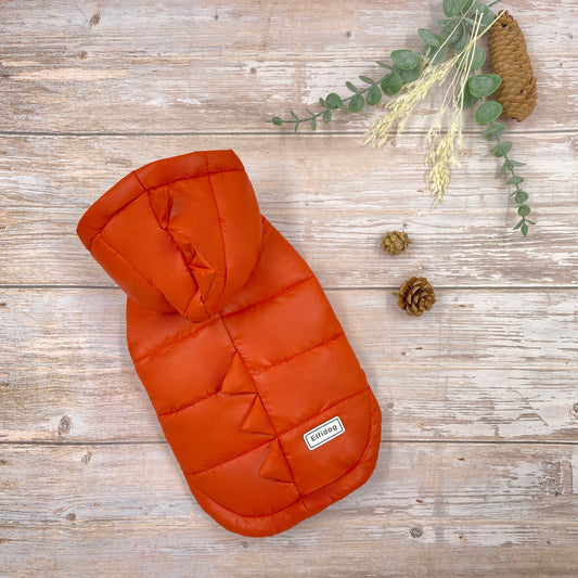 Windproof Dinosaur Puffer Coat - Orange