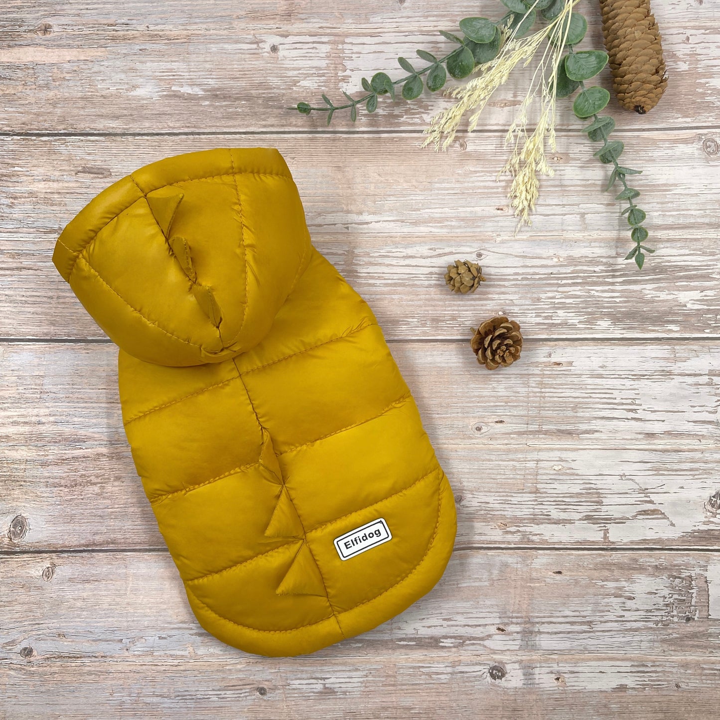 Windproof Dinosaur Puffer Coat - Yellow