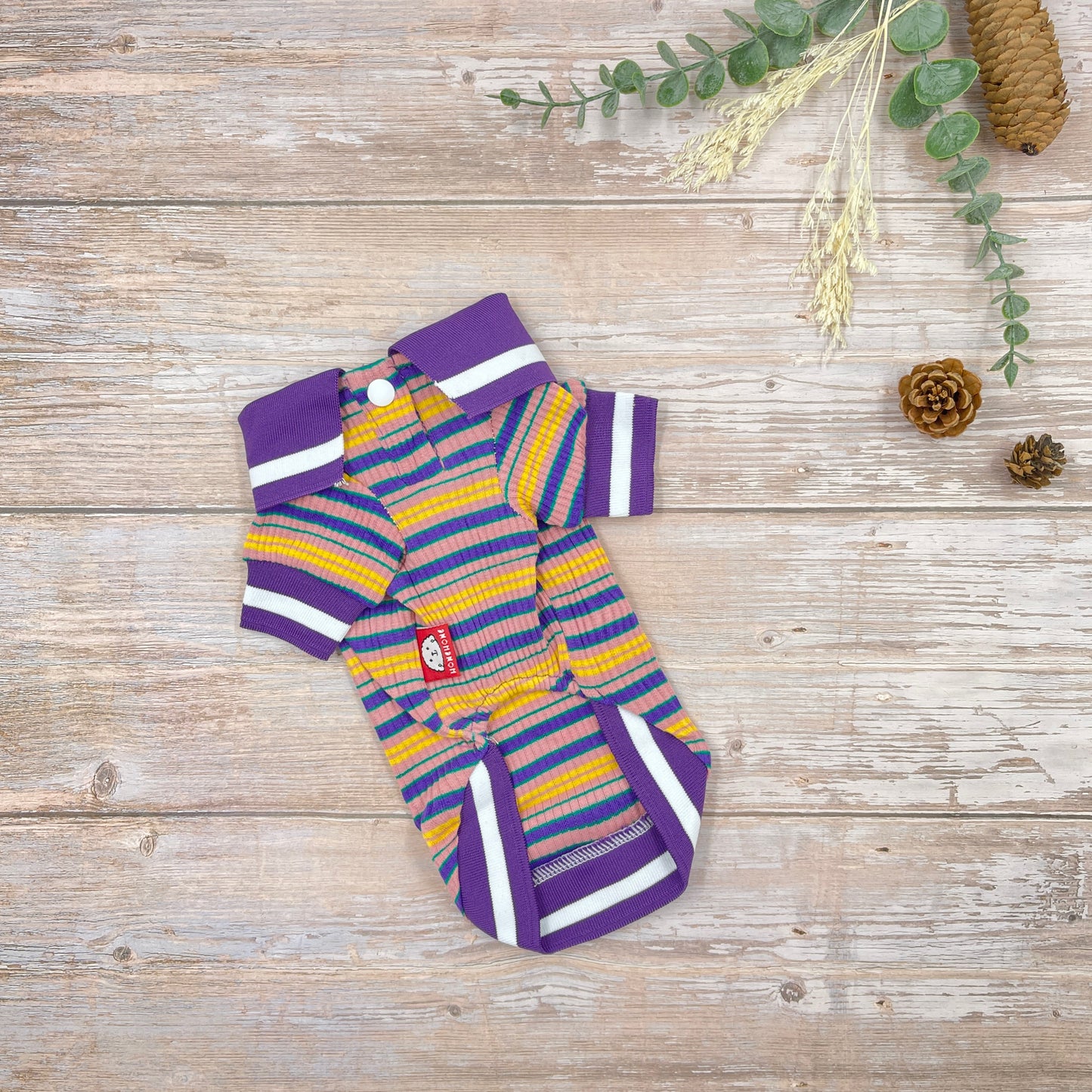 Striped Polo Shirt - Purple