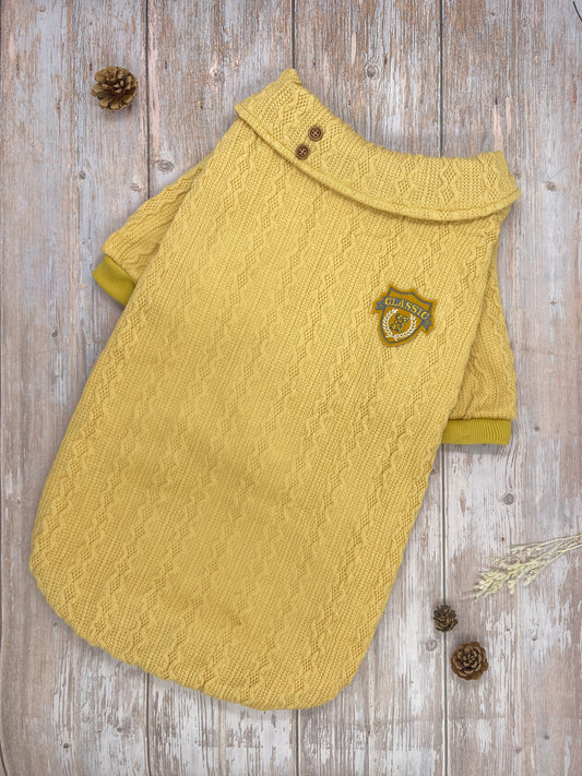 Chunky Knit Sweater Jacket - Yellow